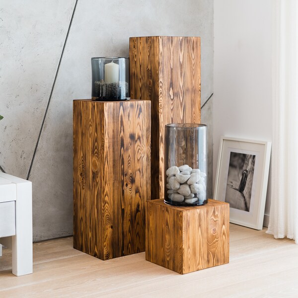 30x30x30 cm - support en bois, socle en bois, bloc en bois, colonne en bois, tronc d'arbre, tronc en bois, colonne décorative, décoration de la maison.