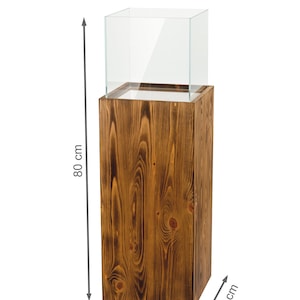 Windlicht Säule aus Holz und Glas – Rustikale Bodenlaterne 80 oder 100 cm, Kerzenständer für Wohnzimmer, Balkon oder Terrasse, Farbton Nuss 80 centimeter