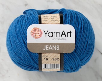 YARNART JEANS #16 best amigurumi yarn, bright blue yarn, sport crochet toys yarn, knitting yarn, cotton yarn, polyacrylic yarn, baby yarn