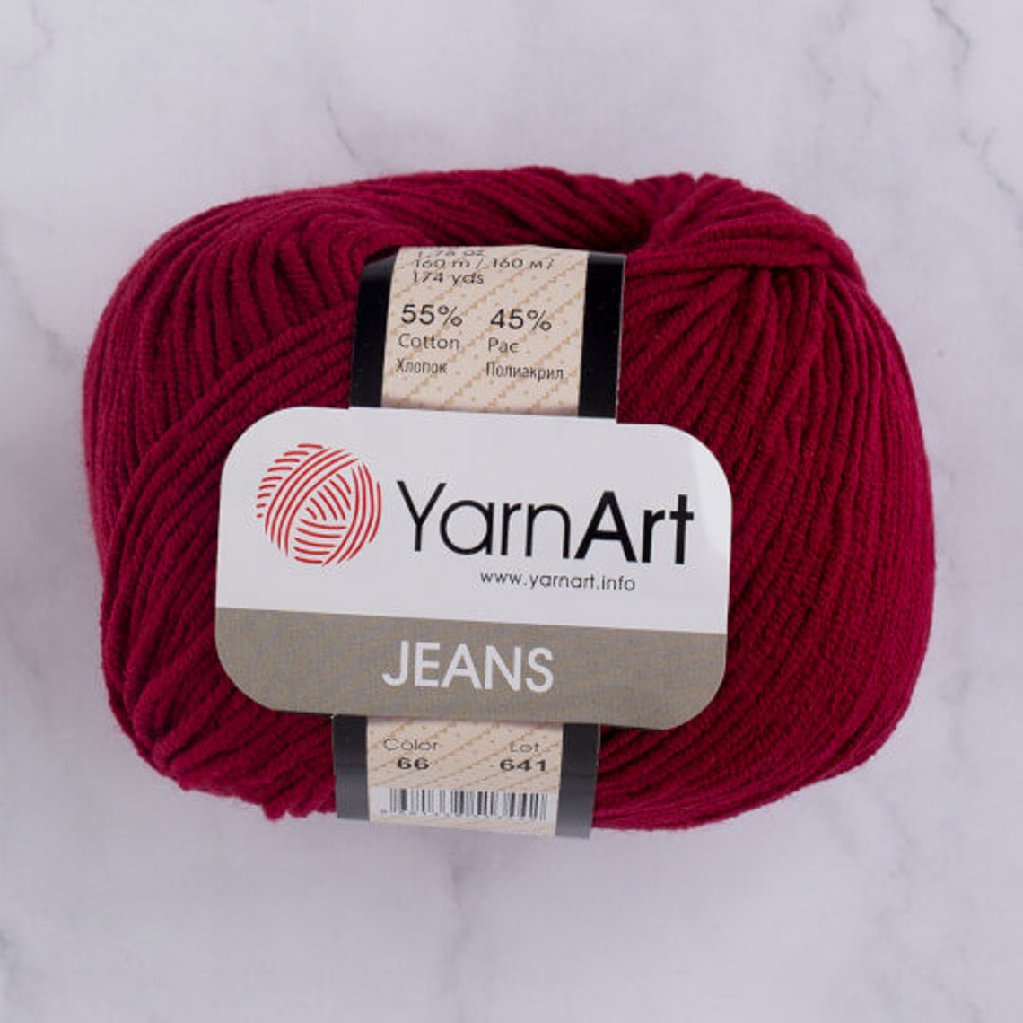 YARNART JEANS 66 Best Amigurumi Yarn Red Burgundy Yarn Etsy