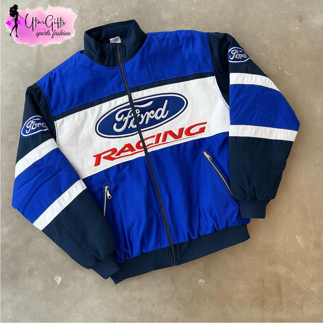 Ford Racing Jacket Vintage Inspired Car Auto Shop Mechanic Team Jacket ...