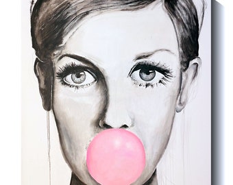 Twiggy, 68 peintures originales, peinture acrylique, noir et blanc, 100 x 100 cm