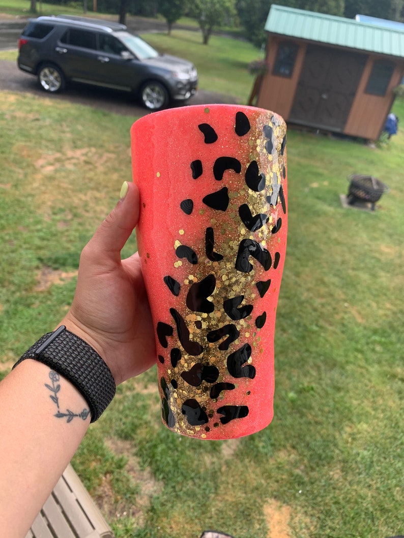 Hot Pink Cheetah Epoxy Tumbler