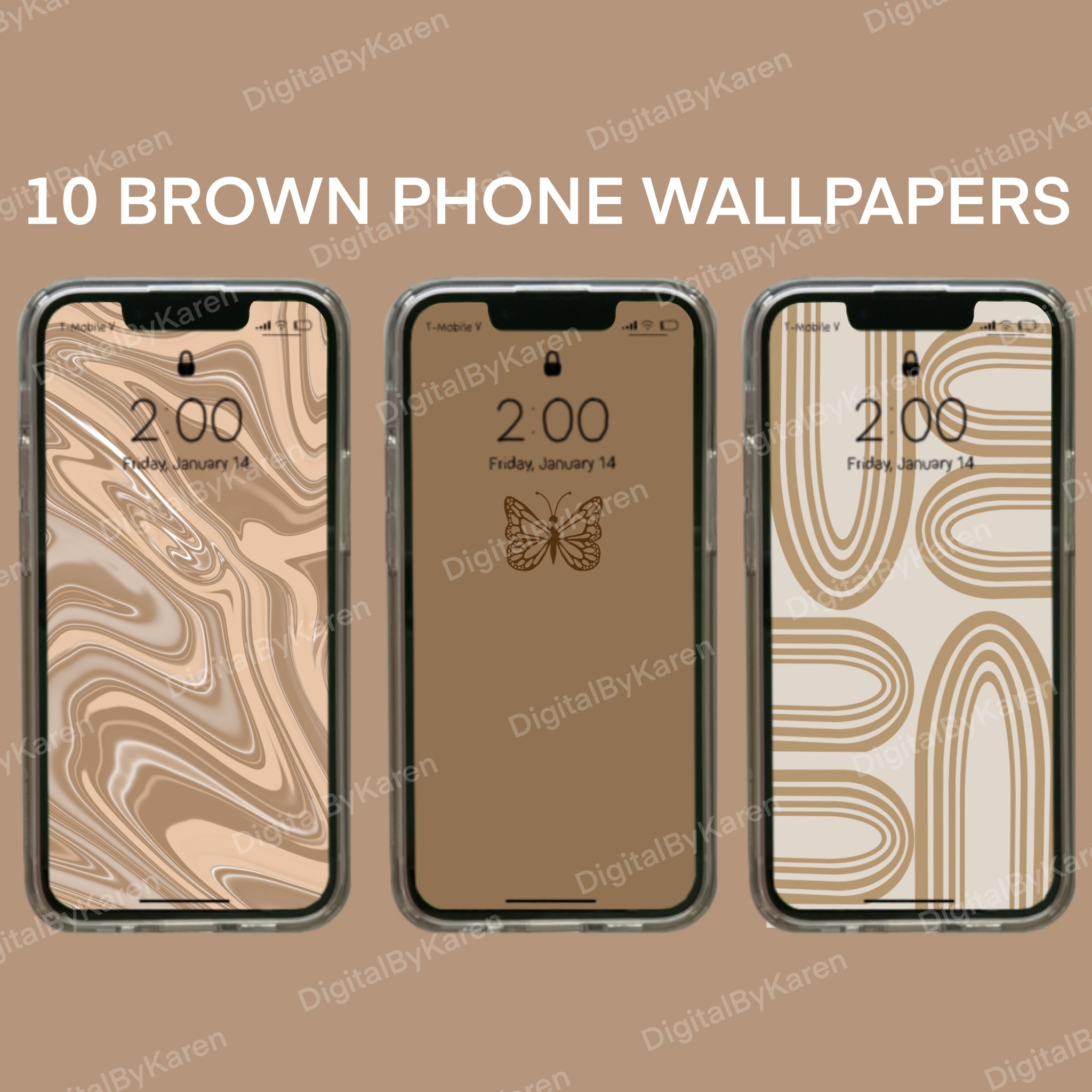 10 Aesthetic Brown Iphone Wallpapers Digital Download Cute - Etsy Canada