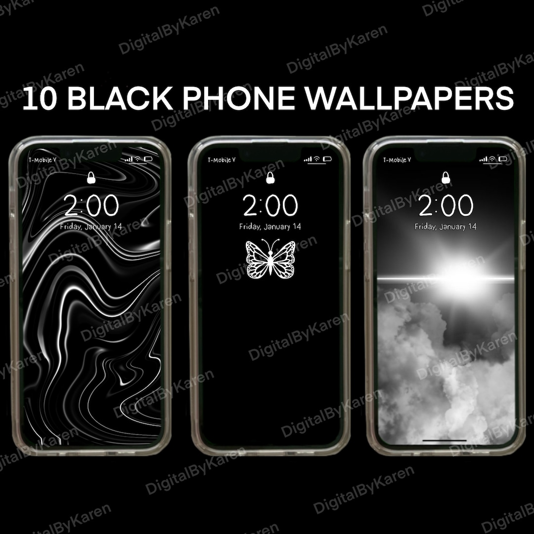 10 Aesthetic Black iPhone Wallpapers Digital Download Cute Simple