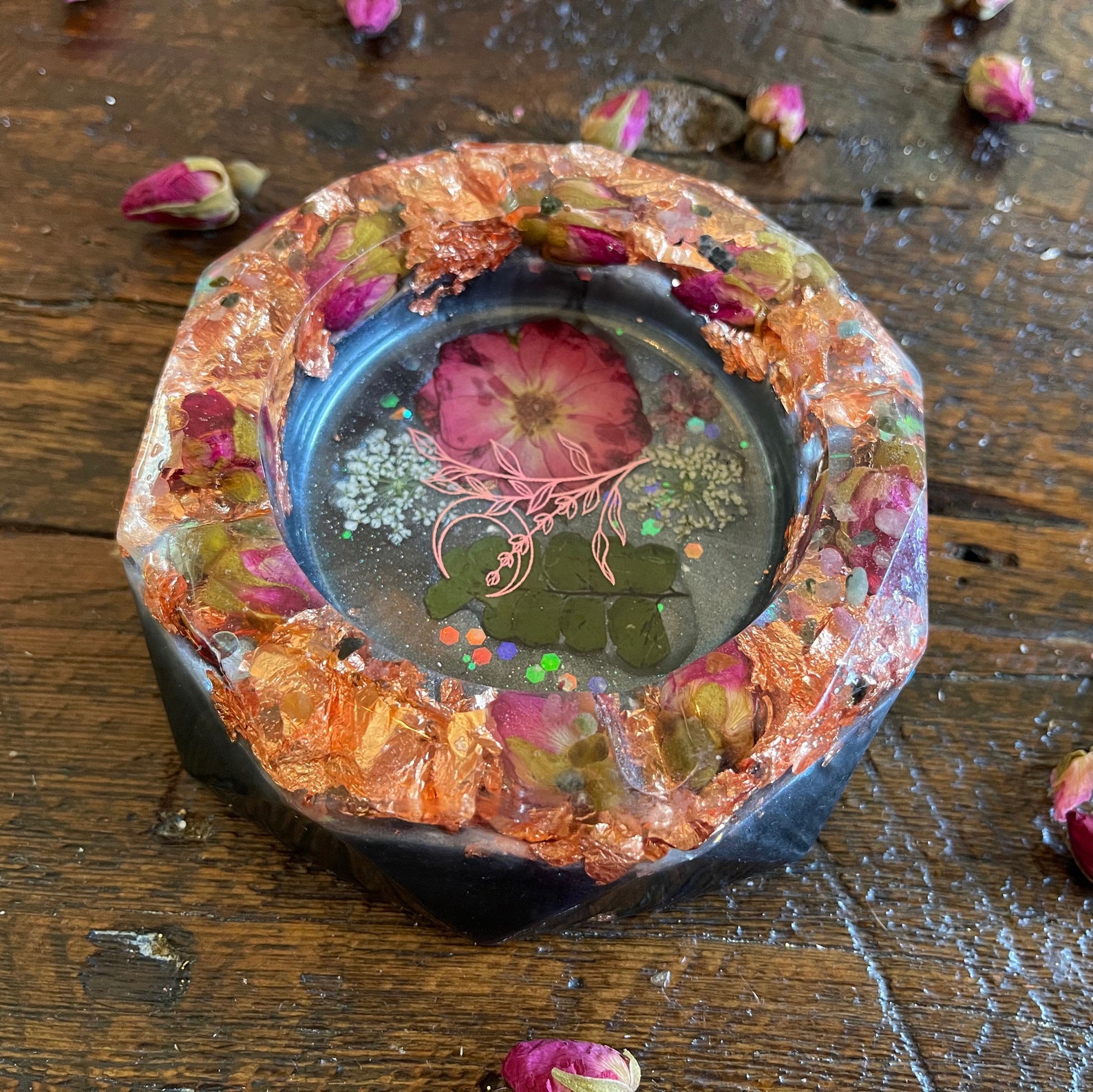 Black Resin Ashtray Crystal Round Ashtray Rose Ashtray Etsy UK