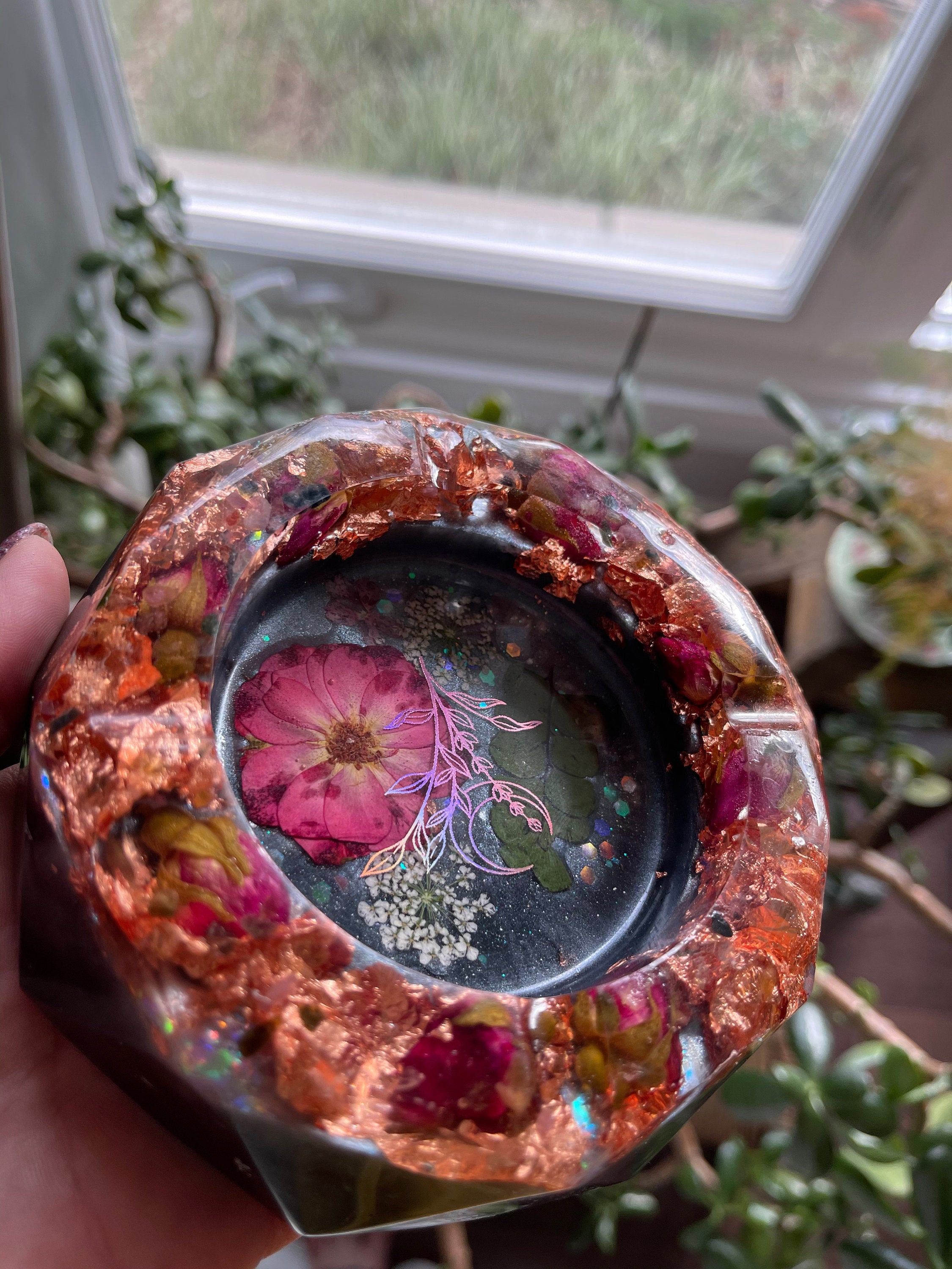 Black Resin Ashtray Crystal Round Ashtray Rose Ashtray Etsy UK