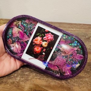 Midnight Peony Tray, Dried Peony Tray, Dried Flower Resin Art