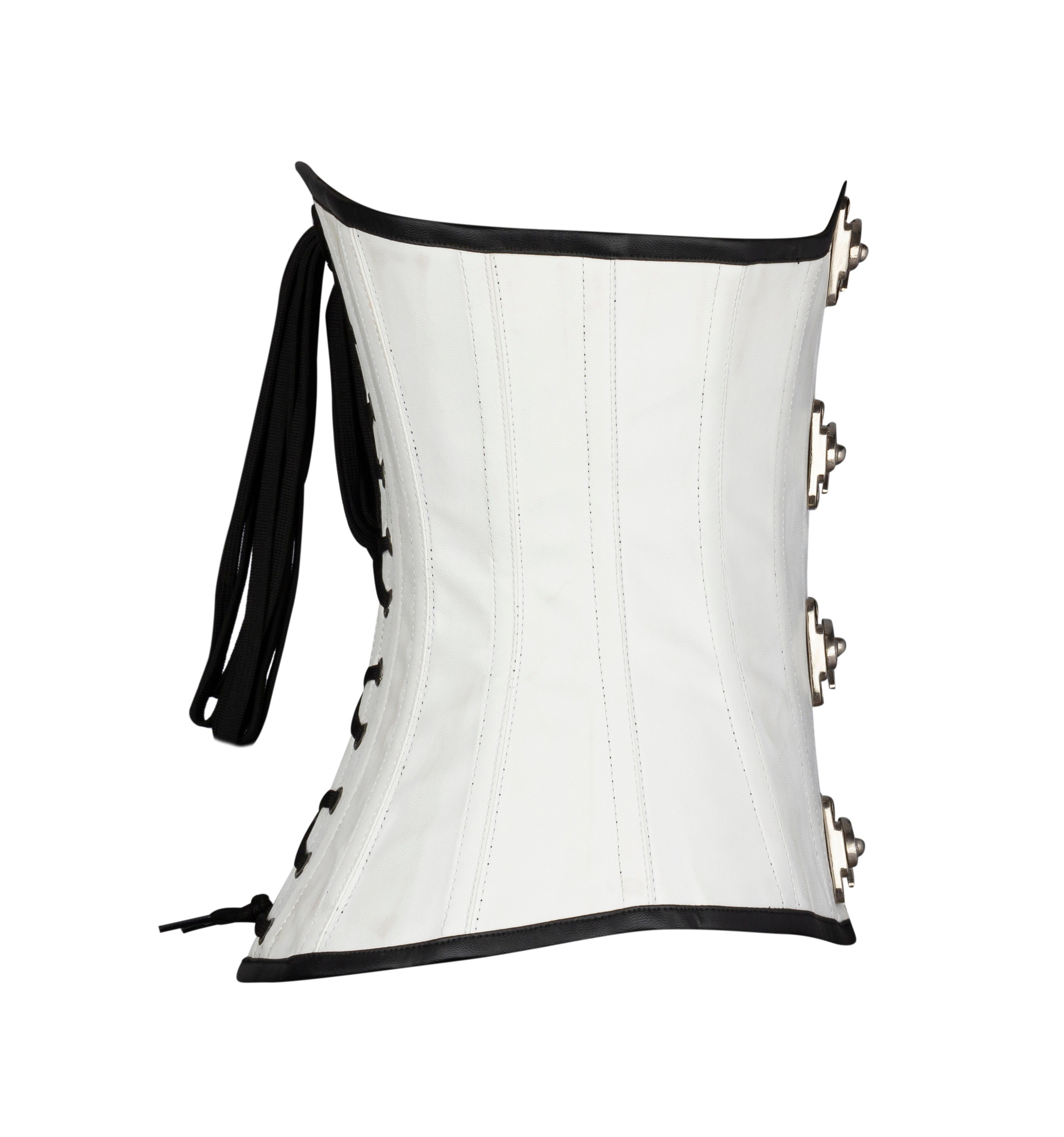 Underbust Corset Top White Faux Leather Authentic Steel Boned