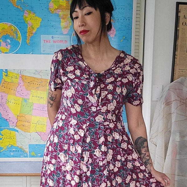 90's sailor collar floral dress