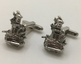 Vintage Cufflinks  Hickok Unique Marine Navy Submarine Silver  Tone Weeding Gift for Groom Cufflinks U.S.A