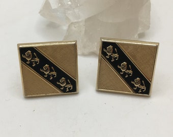 Vintage Cufflinks  Swank Gold Tone  Square center 3 Leo gold tone Weeding Gift for Groom Cufflinks