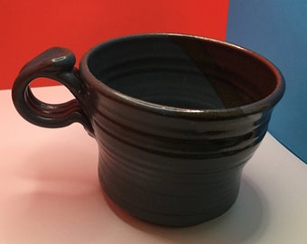Vintage ceramic coffee mug blue brown