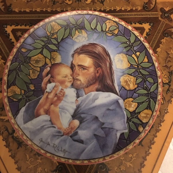 1993 collectible plate Jesus with child