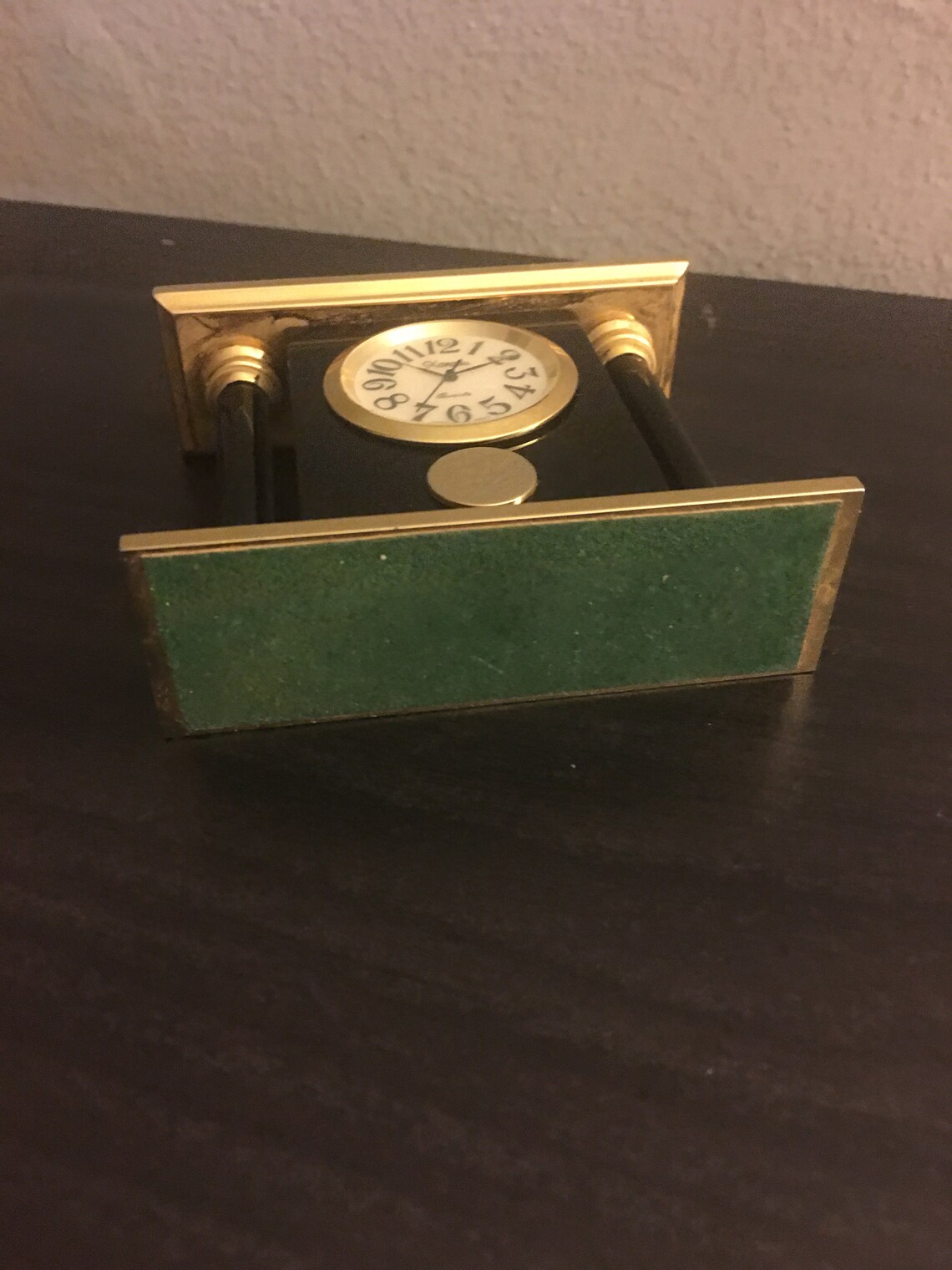 Xanadu Quarts Japan Movement Clock, Brass , Onyx , Gold Tone , Home