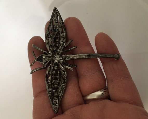 Beautiful Dragonfly Costume brooch, Rhinestones , - image 4