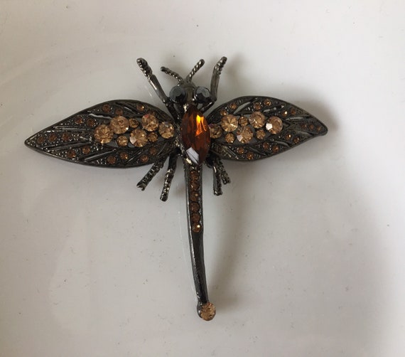Beautiful Dragonfly Costume brooch, Rhinestones , - image 1