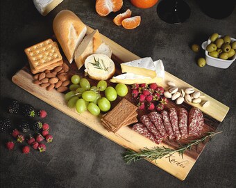 Live Edge Wood Large Charcuterie Board - Long Rustic Cheese Board - Beautifully Handcrafted - Wonderful Housewarming Gift
