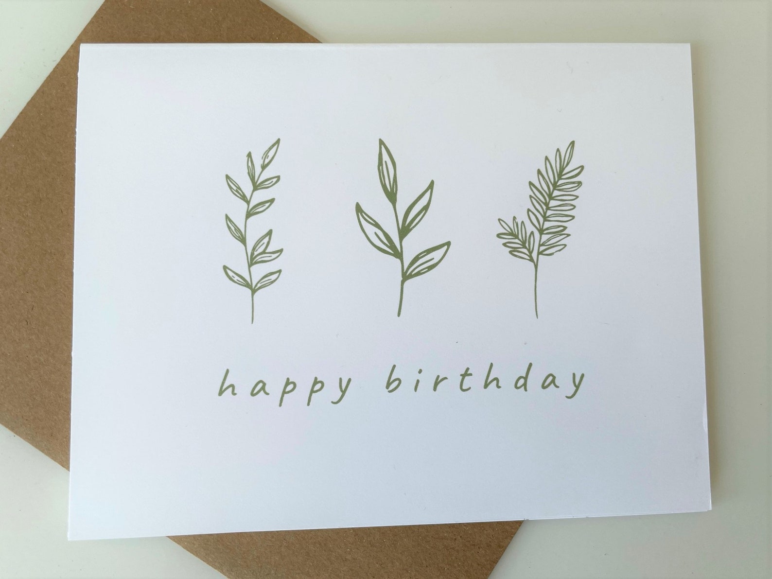 printable minimalist birthday card for him or her in sage