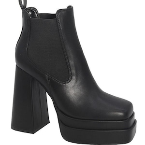 Platform Block Heel Ankle Boots – Chunky High Heel PU Women's Shoes