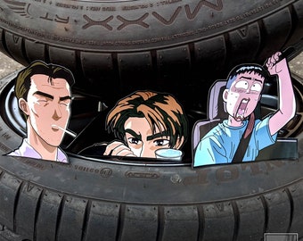 Initial D - the Mt Akina Sticker Pack – includes Takumi, Bunta, and Itsuki Peeker Stickers