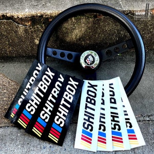 Shitbox Slap Sticker, NASCAR logo style – part of the NO SHAME Collection