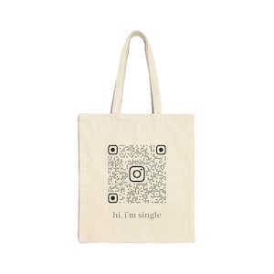 salut. Tote bag personnalisé avec code QR Je suis célibataire