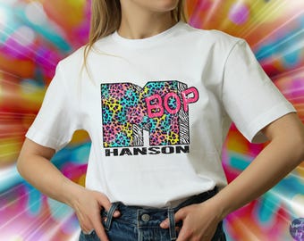 Hanson Mmmbop Music Parody Shirt – Retro 90s Y2K Rainbow Leopard – Vintage Logo Graphic – Funny Millennial Gift 178A