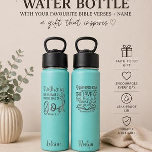 Botella de agua con versículo bíblico, vaso de acero inoxidable, regalo de las Escrituras cristianas