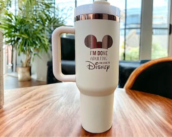 Personalized tumbler 40 oz engraved Stainless travel cup, cruiseDisney tumbler Princess characters, Castle gift