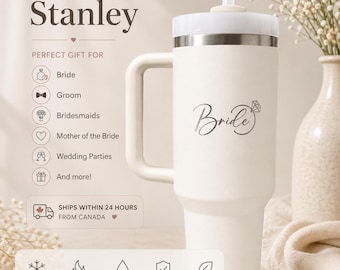Personalized Stanley 40oz Tumbler, Engraved Wedding Gift, Bride Groom custom cup, Honeymoon Travel Tumbler
