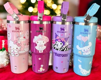 Vaso Stanley personalizado con diseño de Kitty y sus amigos, taza infantil grabada
