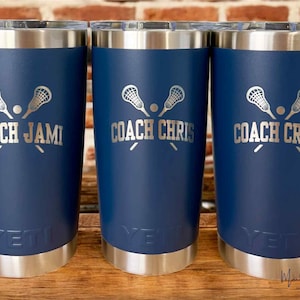 Personalized Lacrosse Coach Gift Engraved YETI Tumbler Custom Sports Team Appreciation Present Insulated Drinkware Men Athletic Trainer Thank You Award Premium Quality Stainless Steel Cup Double Wall Vacuum Insulated Cold Hot Beverage