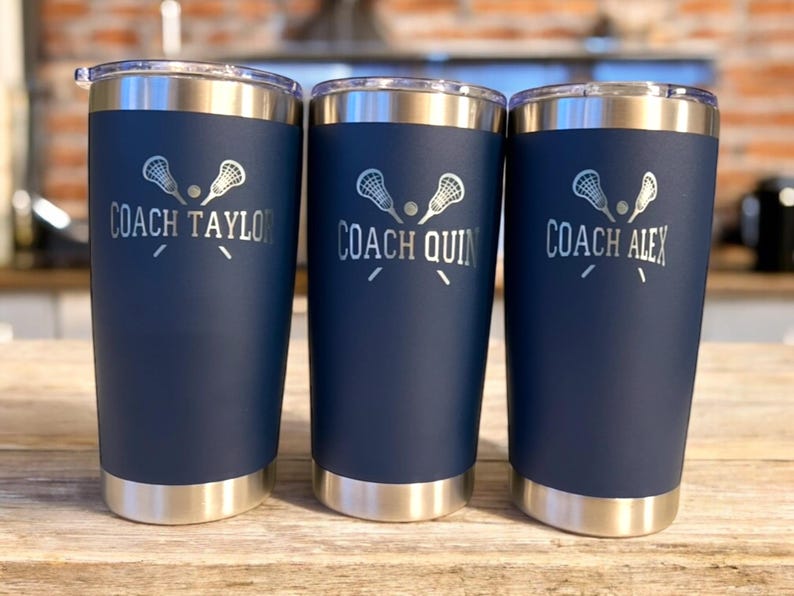 Custom Sports Team Gift Personalized Lacrosse Coach Appreciation Award Engraved YETI Tumbler Insulated Drinkware Men Athletic Trainer Thank You Present Premium Quality Stainless Steel Double Wall Vacuum Cup Hot Cold Beverage Holder Daily