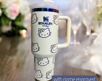 Kawaii Kitty 40 oz Stanley Tumbler: Personalized Sanrio-Inspired Engraved Cup