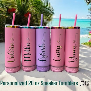 Personalized Bluetooth Speaker Tumbler: Engraved Stainless Steel 20oz