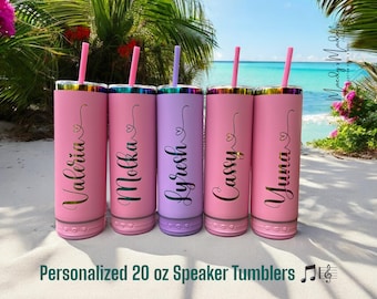 Personalized Bluetooth Speaker Tumbler: Engraved Stainless Steel 20oz
