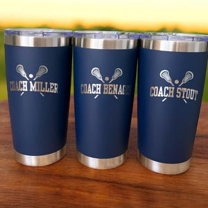 Engraved YETI Tumbler Personalized Lacrosse Coach Appreciation Gift Custom Sports Team Award Insulated Drinkware Men Premium Quality Stainless Steel Cup Athletic Trainer Thank You Present Double Wall Vacuum Insulated Hot Cold Beverage Daily