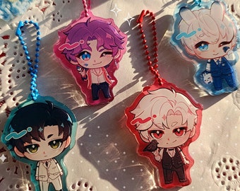 Llaveros acrílicos de Amor y Espacio Profundo / Charms Chibi de Caleb, Sylus, Xavier, Rafayel y Zayne