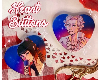 Baldurs Gate 3 Heart Button Pins | Companions Pinback buttons | BG3 Badges | Shadowheart Halsin and Astarion Pins | Holographic Available!