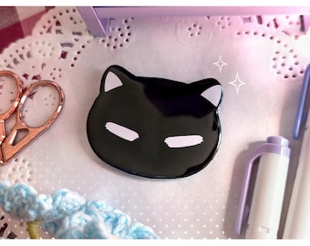 OMORI MEWO Button Pin | Black Cat Badge Pin | Optional Holographic Finish Available