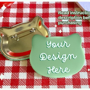 Custom Made Personalized Cat Head Shaped Pinback Button Pins/ Badges | Optional Holographic Finish, Perfect for Pet Cat Portraits & Ita Bags