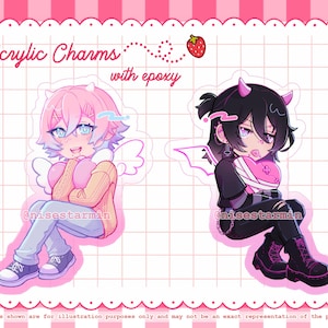Acrylic Keychains Ren & [Redacted] - 14 Days With You VN | 14DWY Yandere Visual Novel Charms [PRE-ORDER]