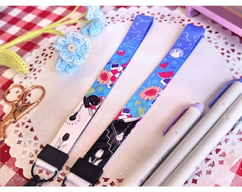 OMORI Wrist Lanyard | Indie Video Game Inspired badge holder/ ID pass holder | Headspace Strap Display for Charms and Pins