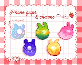 Genshin Auswirkungen Handygriff und Handyanhänger, Handyhalter Zubehör | Handyhalterung für iPhone Samsung | Grün, Pink, Gelb und Lila Seelie