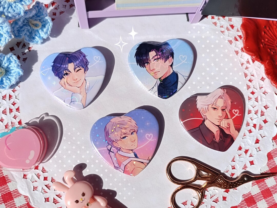 Love and Deepspace Heart Button Pins | Sylus Xavier Rafayel Zayne