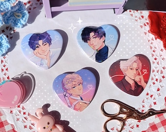 Love and Deepspace Heart Button Pins | Sylus Xavier Rafayel Zayne