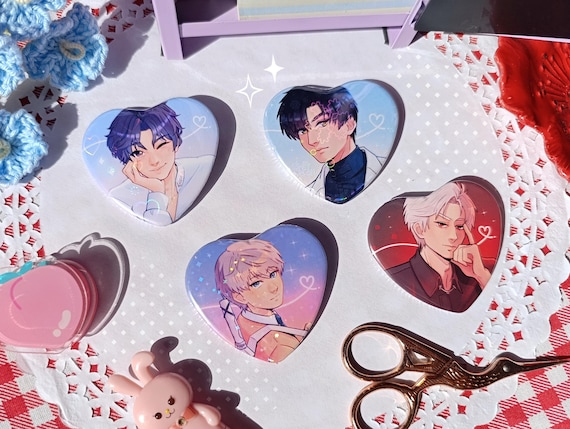 Love and Deepspace Heart Button Pins | Sylus Xavier Rafayel Zayne