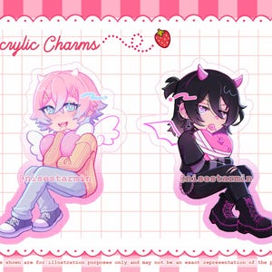 Llaveros acrílicos Ren y [Censurado] - 14 Days With You VN / 14DWY Yandere Visual Novel Charms 1 of Each