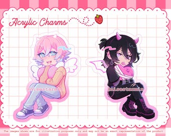 Llaveros acrílicos Ren y [Censurado] - 14 Days With You VN / 14DWY Yandere Visual Novel Charms